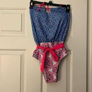 Nicole Miller Women's Halter One Piece Swimsuit Mandala Print Size S